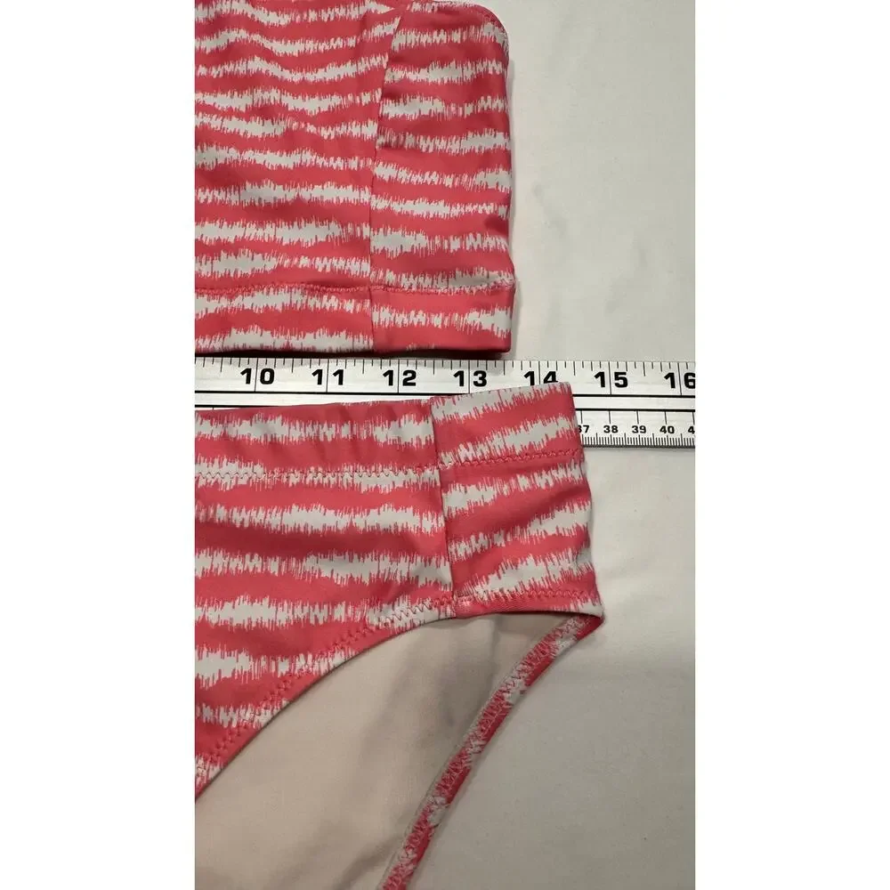 Z by Zella Girl‎ Strappy 2-piece Swimsuit Size 16 Pink Static Shibori Print